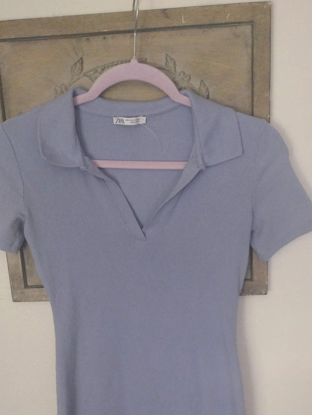 Zara Light Blue Polo V-Neck Short Sleeve Dress - Picture 4 of 4